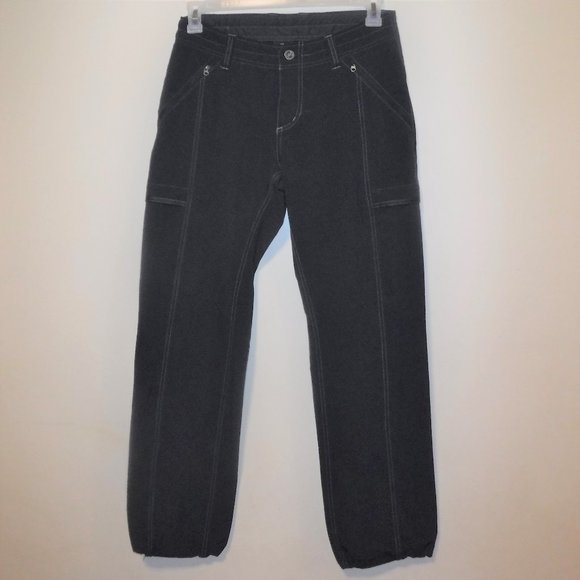 Kuhl Pants - KUHL Womens sz 8 Short Black Cargo Drawstring Hem Zip Pocket Pants Nylon Spandex